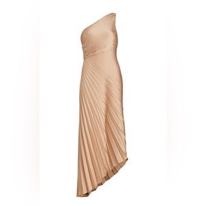 A.L.C asymmetrical gold pleated dress